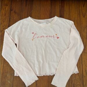 LC Lauren Conrad Cream and Pink Knit Top